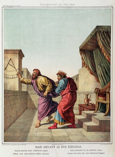 Isaiah before King Hezekiah in “Holy History”, ed. Hachette by Unknown artist