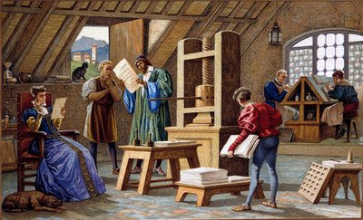 Johannes Gensfleisch Gutenberg (1400-1468), inventor of the printing press (1438). chromolithograph of the 19th century by Unknown artist