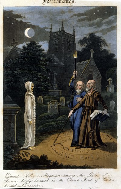 John Dee and Edward Kelly invoke a spirit. 1825. Bibl. Morando, Milan by Unknown artist