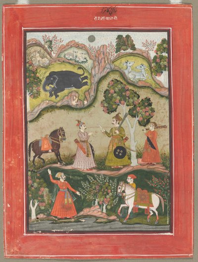 Kanhara Ragini: Song of Inspiration to Krishna for Killing the Elephant Demon, from the Ragamala Series by Unknown artist