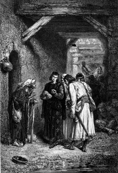 King Louis IX or Saint Louis examines the bread of poor people and finds that it is dry by Unknown artist