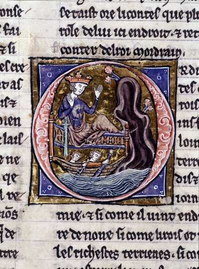King Modreius. Manuscript: Conquest of the Saint Grail, written 717 years after the passion of our lord. Bibliotheque municipale de Rennes, ms. 255 (Collection of novels of the Round Table); Paris by Unknown artist