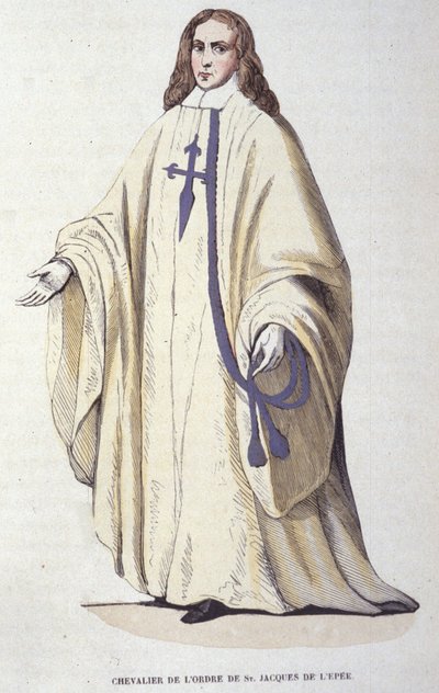 Knight of the Order of Saint James of the Sword, military order founded in Spain in 1170. Engraving of the 19th century. by Unknown artist