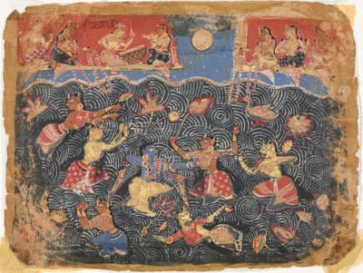 Krishna sporting with the gopis in the Jumna River, from a Bhagavata Purana by Unknown artist
