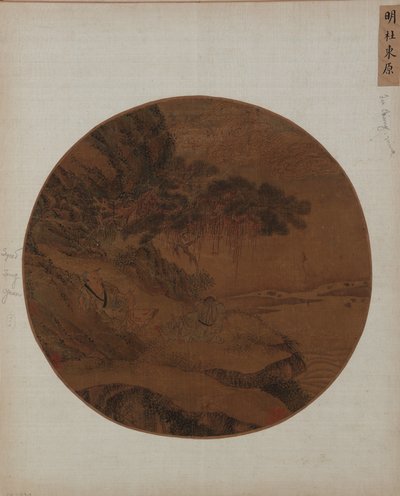 Landscape: Two Men on a River-Bank Under a Pine-Tree by Unknown artist