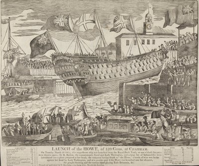 Launch of the Howe, of 120 Guns, at Chatham by Unknown artist