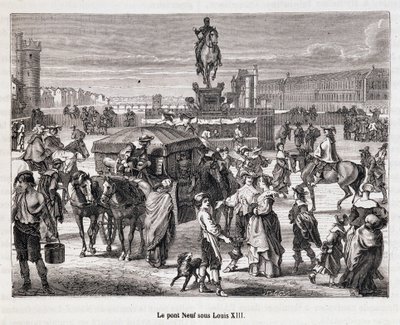 Le Pont Neuf Under Louis XIII - Engraving of the 19th Century by Unknown artist