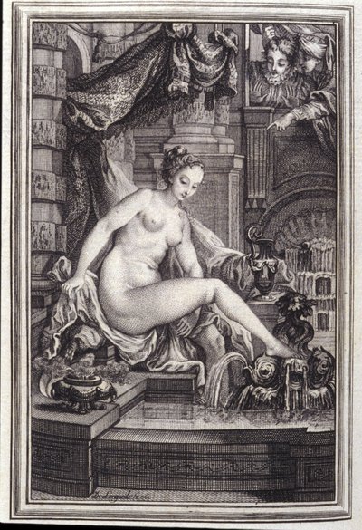 Le Roi Candaule et le maitre en right- in Tales et nouvelles en vers by Jean La Fontaine. 1762 by Unknown artist
