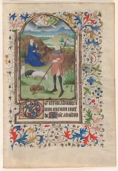 Leaf from a Book of Hours: Annunciation to the Shepherds by Unknown artist