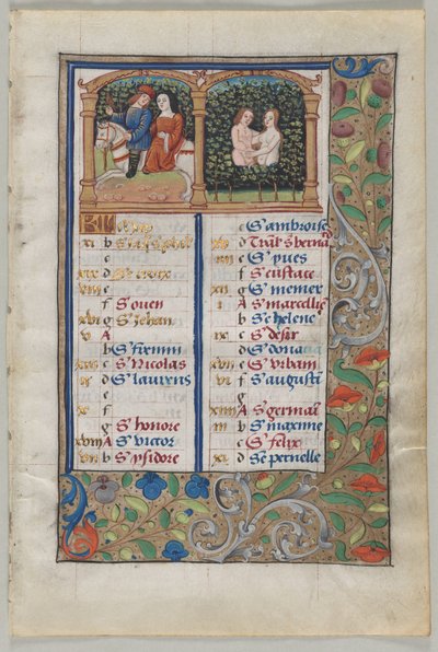 Leaf from a Book of Hours: Calendar Page for May (recto) by Unknown artist