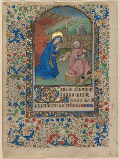 Leaf from a Book of Hours: The Nativity (recto) by Unknown artist