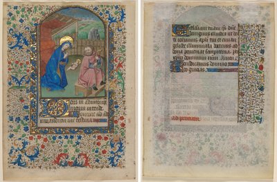 Leaf from a Book of Hours: The Nativity (recto) and Text (verso) by Unknown artist
