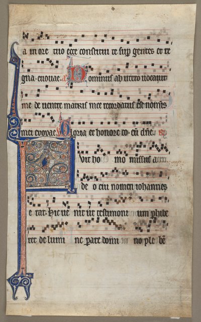 Leaf from a Choral Book: Annunciation to Zaccharias by Unknown artist