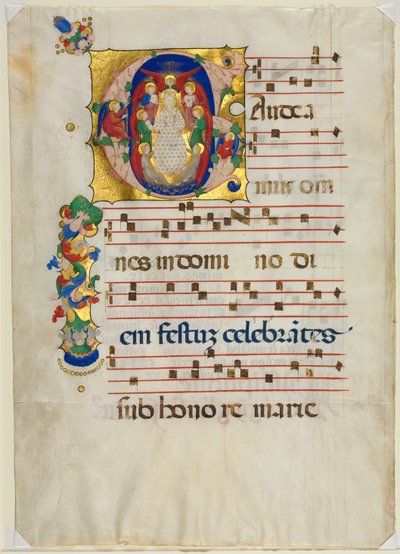 Leaf from a Gradual with Historiated Initial (G): Mary as Queen of Heaven by Unknown artist