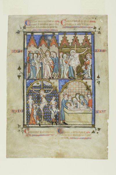 Leaf from a Picture Cycle: Christ Carrying the Cross, The Crucifixion, The Descent from the Cross, and the Entombment by Unknown artist