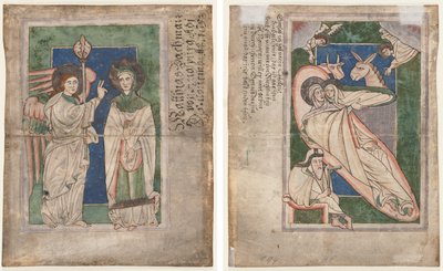Leaf from a Psalter(?): Annunciation (recto); Nativity (verso) by Unknown artist
