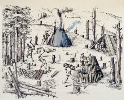 The charcoal burners - in La croix aux mines by Unknown artist