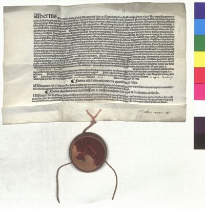 Letter of Indulgence by Albert of Brandenburg, Archbishop of Mainz, under the authority of Pope Leo X by Unknown artist