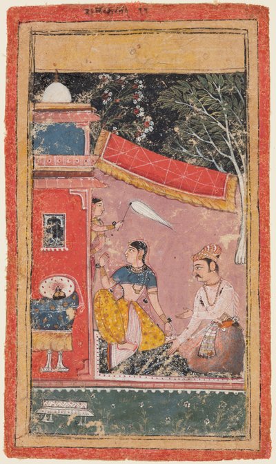 Lovers on a Terrace: Ramakali Ragini of Hindol, from a Bundi Ragamala by Unknown artist
