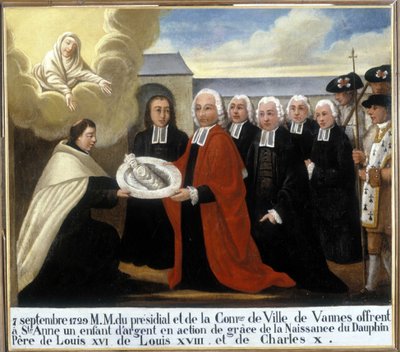 MM du Presidial et de la Commune de Vannes Offer Saint Anne a Silver Child in Thanksgiving from the Birth of the Dolphin Louis de France by Unknown artist