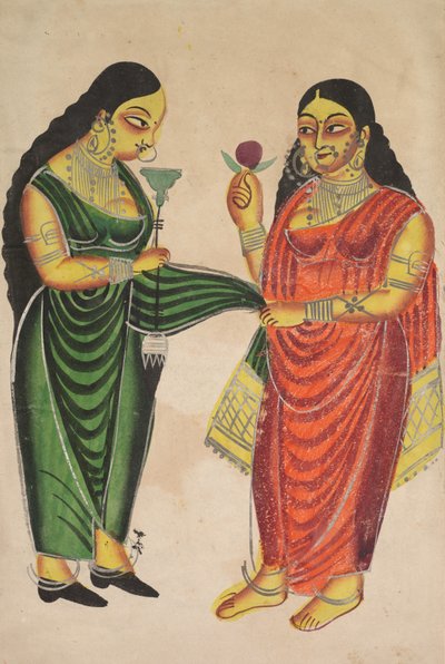 Maid Bringing a Hookah to a Lady (recto) by Unknown artist