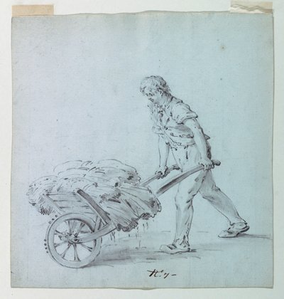 Man Pushing a Wheelbarrow, Possible Sketch for an Island for a Cotton Printing by Unknown artist