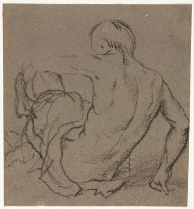 Man Seated on the Ground, Seen from Behind (recto) by Unknown artist