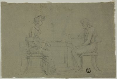 Man and Woman Seated at Table by Unknown artist