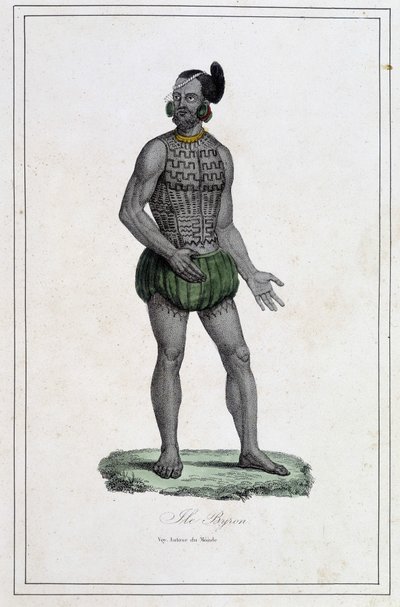 Man of Byron Islands with tattoos (Polynesia) - in 