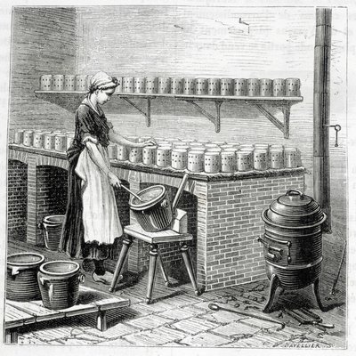 Manufacture of Camembert Cheese (Curd is Poured into Molds) - in 