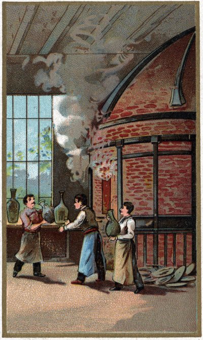 Manufacture of porcelain: cooking. Chromolithography of the end of the 19th century by Unknown artist