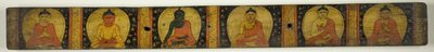 Manuscript Cover with Six Seated Buddhas with Various Hand Gestures (Mudras) by Unknown artist