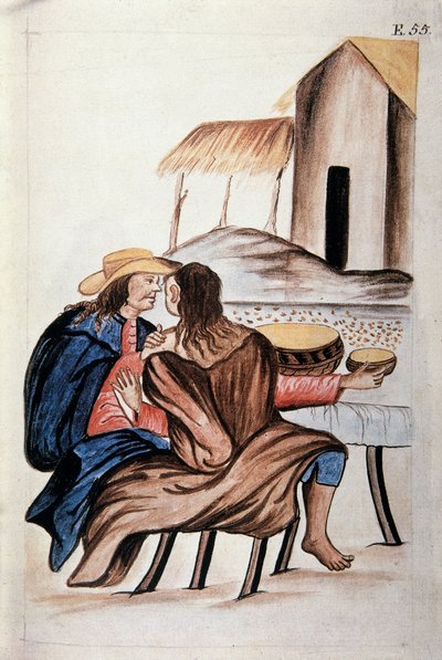 Marriage arrangement between Indians, from the book "Trujillo del Peru" or "Códice Martínez Compañón", by Baltazar Martinez Compañón y Bujanda, bishop of Trujillo (1782-1785) by Unknown artist
