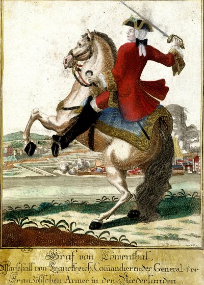 Marshal Loewendahl (1700-1755) at the Battle of Fontenoy, Belgium by Unknown artist