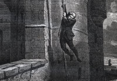 Masers De Latude escaping from the Bastille - engraving in 