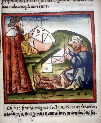 Mathematicians. 15th century manuscript by Unknown artist