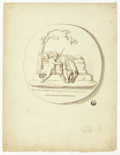 Medallion with Two Putti Beside Tomb by Unknown artist