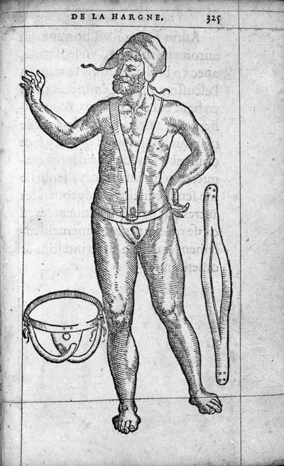 Medicine: a hernial belt. Engraving from 