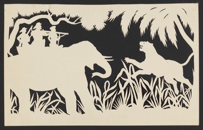 Men Shooting a Tiger from an Elephant by Unknown artist