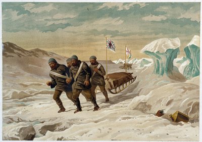 Men and sleigh on the ice - in 