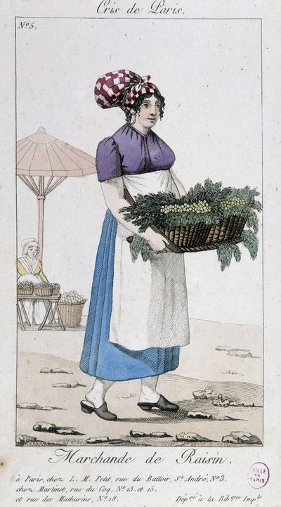 Merchant of Grapes - in "Cris de Paris" by Unknown artist