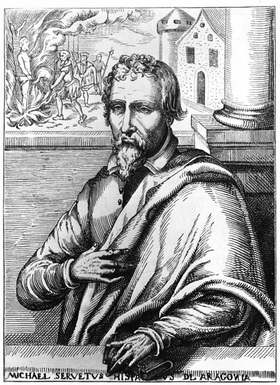 Michel Servet (Michel de Villanueva) (1511-1553), Spanish doctor and theologian. Engraving by Unknown artist