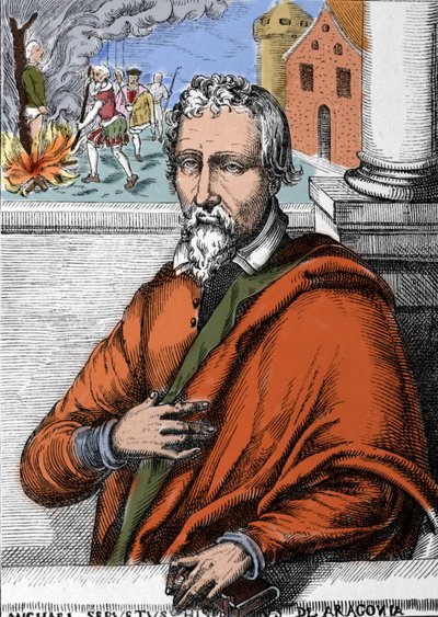 Michel Servet (Michel de Villanueva) (1511-1553), Spanish Doctor and Theologian. Engraving by Unknown artist