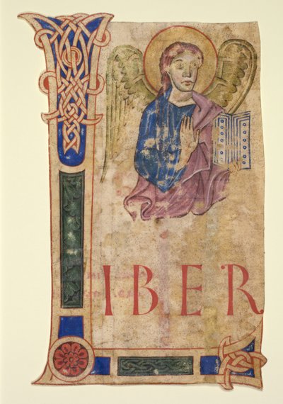 Miniature Excised from a Gospel Book: The Symbol of St. Matthew (recto) and Canon Tables (verso) by Unknown artist