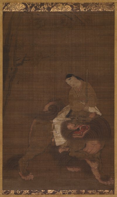 Monju as a Child Riding on a Lion by Unknown artist