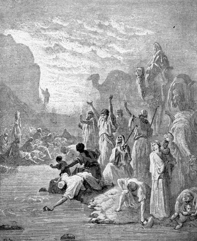 Moses makes water flow out of the rock by Unknown artist