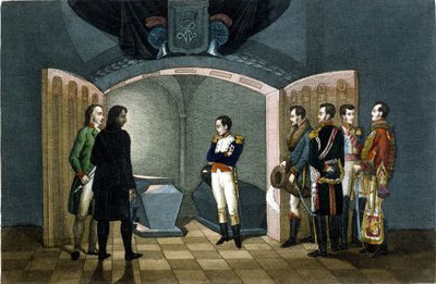 Napoleon Bonaparte in front of the tomb of Frederick II of Prussia by Unknown artist