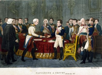 Napoleon I (1769 - 1821) Met Alexander I in Erfurt in 1808 by Unknown artist