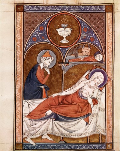 Nativity: The Virgin Mary Lying on a Bed (Page from Psalterium Cum Calendario) by Unknown artist