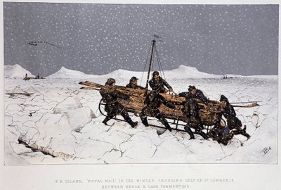 Near the River, Gulf of St. Lawrence: Boat on a Sleigh, near Brule and Cape Tormentin - in Sketches of Canadian Sports and Pastimes by Lieut. Henry Buckton Laurence by Unknown artist